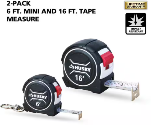 Husky 2-Pack 6 ft and 16 ft Tape Measure Deal