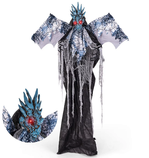 Costway 6ft Halloween Animatronic Dragon with Light Up Eyes