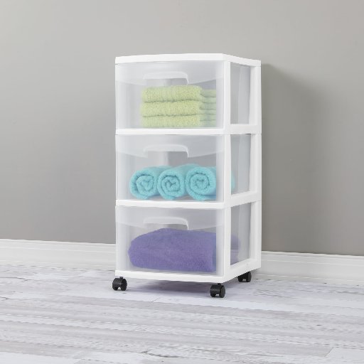 Sterilite 3 Drawer Cart W/Wheels