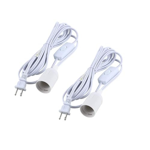 Simple Deluxe 12 Feet Extension Hanging Lantern Pendant Light Cord with E26 Socket 2-Pack