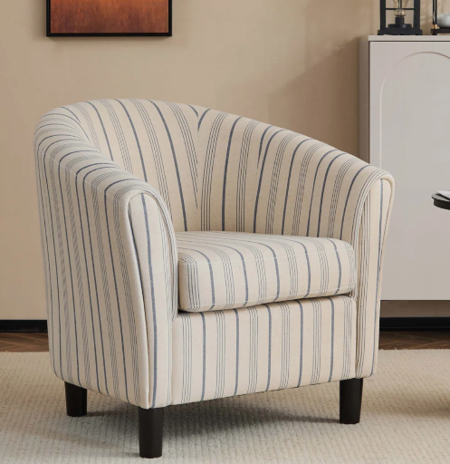 Lark Manor Geerda 31.5" Wide Upholstered Striped Barrel Chair
