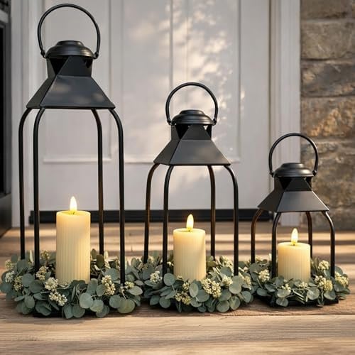 Decorative Metal Lanterns, Set of 3