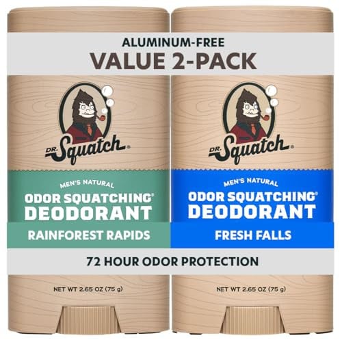 Dr. Squatch Natural Men’s Deodorant Rainforest Rapids + Fresh Falls 2.65oz Stick (2-Pack) Deal