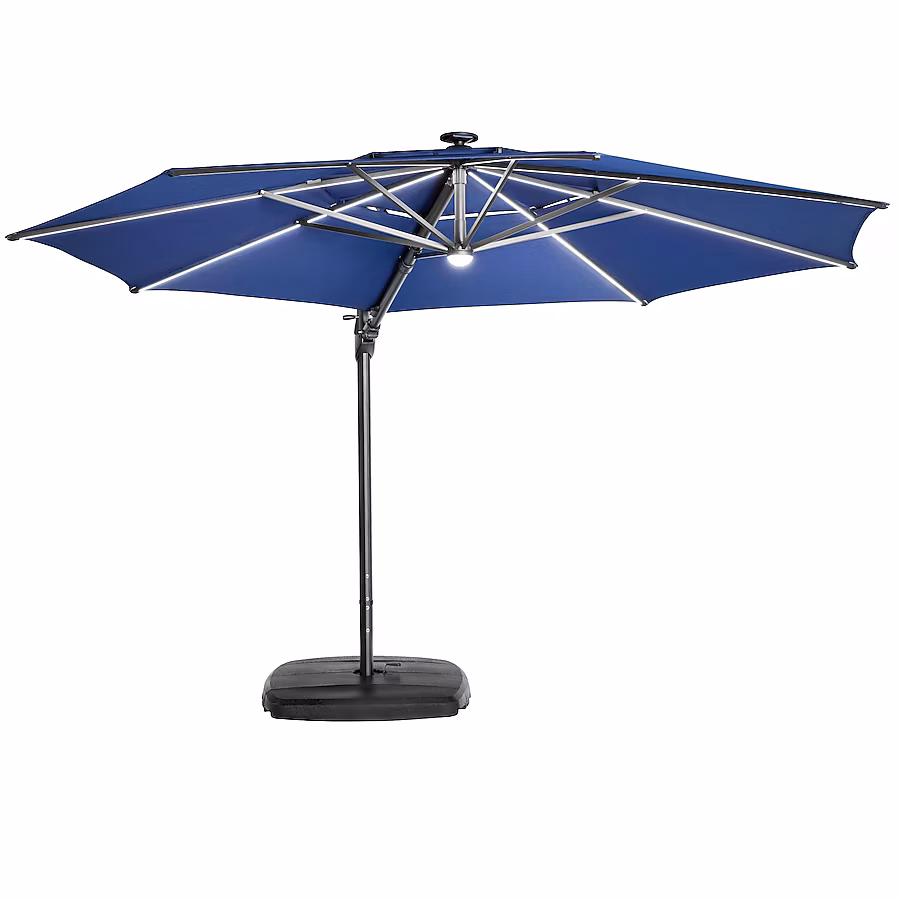 allen + roth 11-ft Aluminum Slide-tilt Cantilever Patio Umbrella with Lights