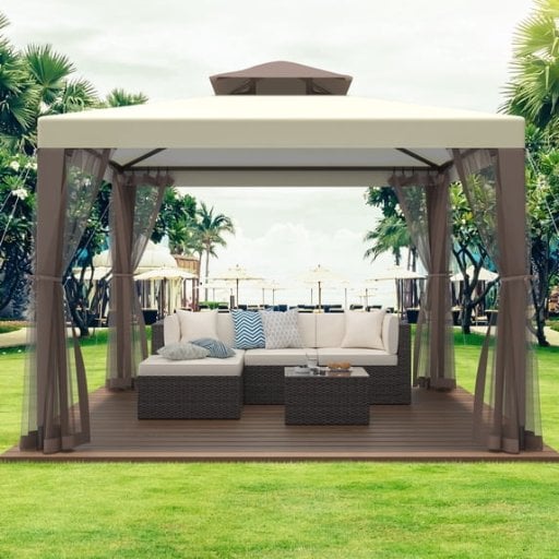 10'x10' Gazebo Outdoor Canopy Tent w/ Curtains Deal