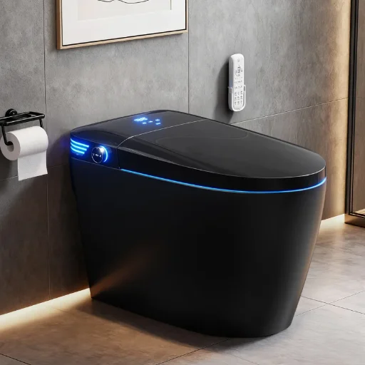 BCANHOME Black Smart Toilet With Advance Bidet And Auto-Open Lid