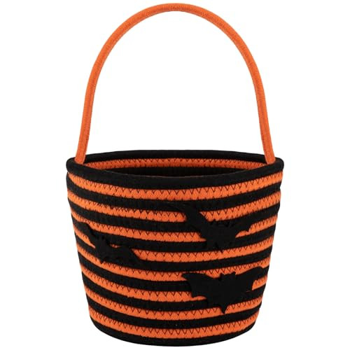 Halloween Basket with Handle Small & Black Bat