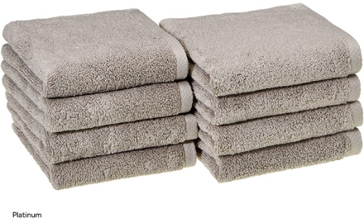 Amazon Basics 100% Cotton Quick-Dry Hand Towels 8-Pack