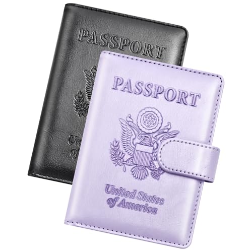 Herain Leather-Look RFID Blocking Passport Wallet 2-Pack