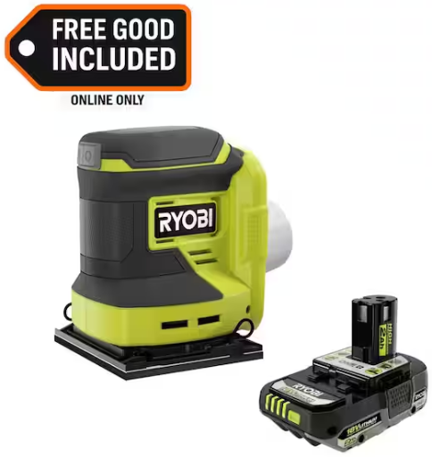Ryobi ONE+ 18V Cordless 1/4 Sheet Sander with FREE 2.0 Ah HIGH PERFORMANCE Battery Deal