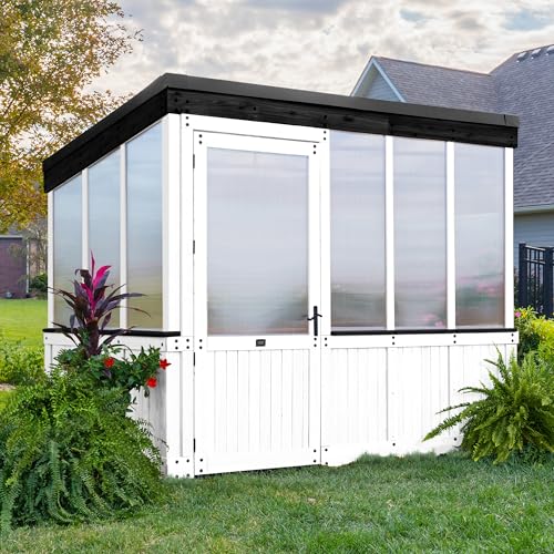 Backyard Discovery Willow 9' x 6' White Cedar Wood and Polycarbonate Walk-in Greenhouse Kit Deal