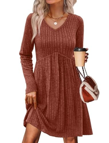 OFEEFAN Long Sleeve Sweater Dresses