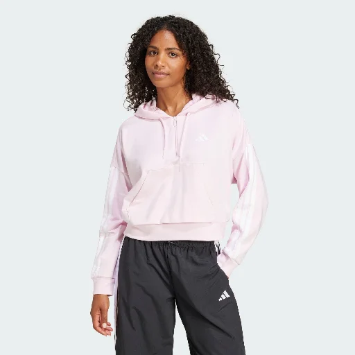 Adidas Women's Essentials 3-Stripes French Terry 1/4-Zip Hoodie (Black) Deal