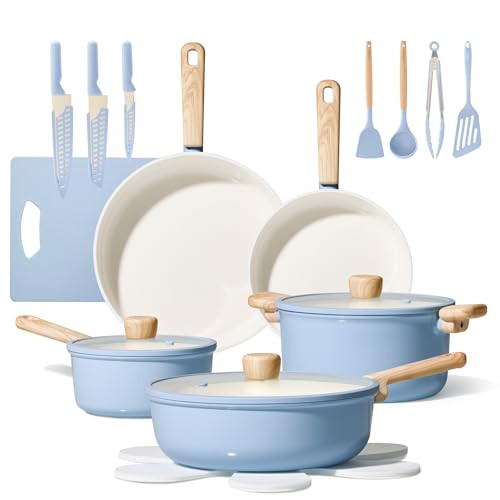 CAROTE 24pcs Ceramic Cookware Set