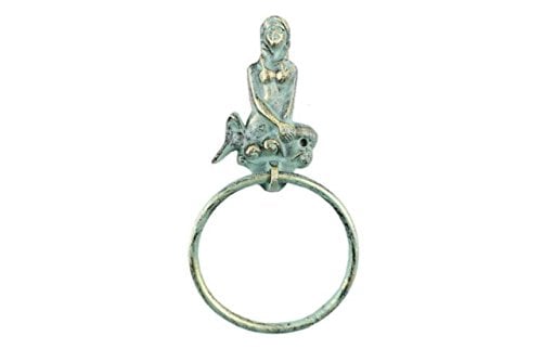 Antique Bronze Cast Iron Mermaid Towel Holder 8.5 Inch