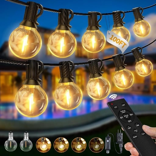 Ollny 100FT Outdoor String Lights with Remote Deal