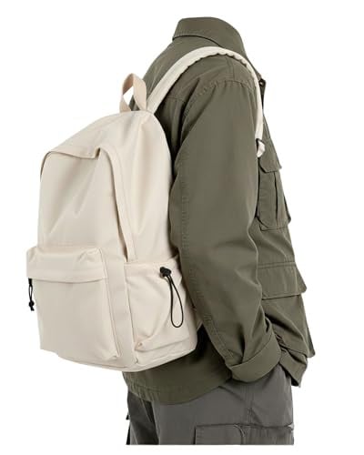 BJLFS 18.1" Water-Resistant Nylon School Backpack w/ Laptop Compartment (White) Deal