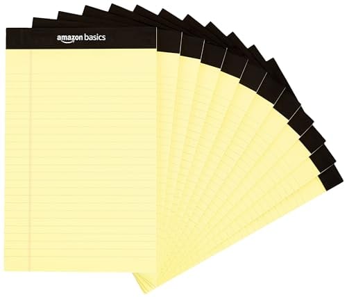 Amazon Basics 50-Sheet Narrow Ruled Lined Writing Note Pad 5″ x 8″ 12-Pack Deal