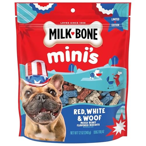Milk-Bone Mini's Red, White & Woof Mixed Berry Flavor Mini Dog Treats 12 Oz. Bag