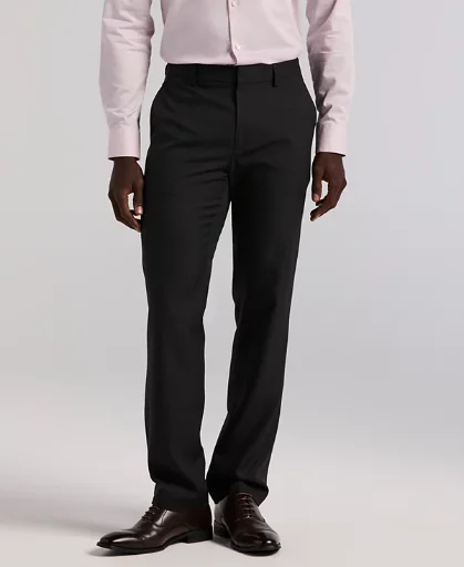 Perry Ellis Portfolio Men's Modern-Fit Stretch Dress Pants (Black Check Pattern)