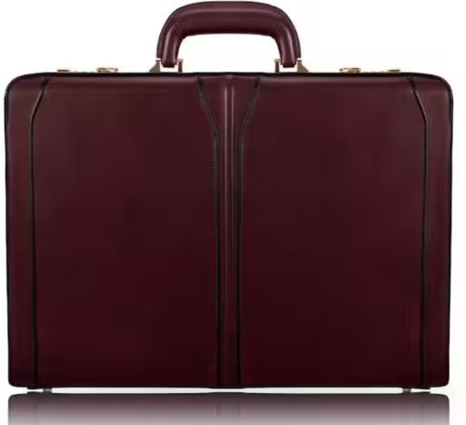 McKLEIN 3.5 in. Lawson Burgundy Top Grain Cowhide Leather Attache Briefcase