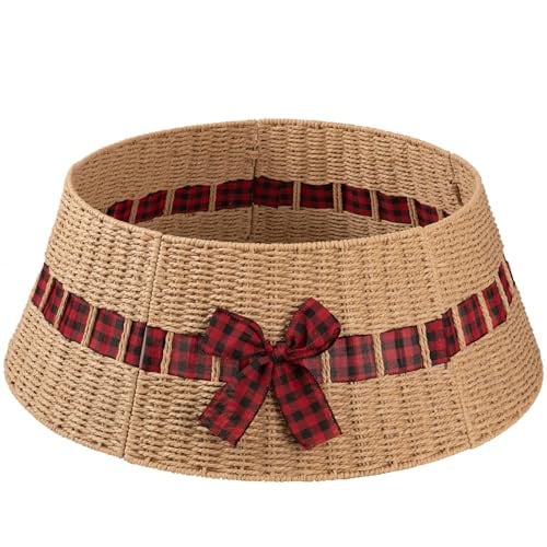 OIAHOMY Christmas Tree Collar Large-Natural & Bow