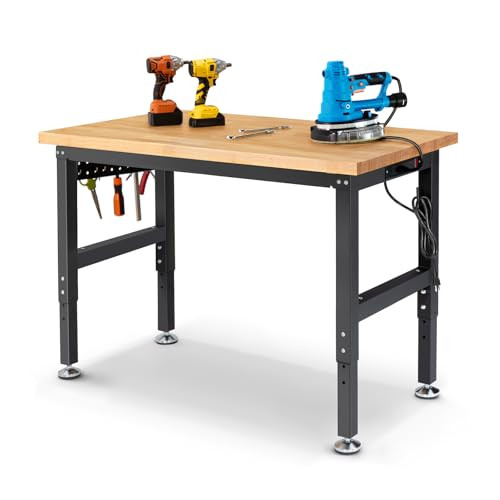 ENJOYWOOD 48" x 20" Rubberwood Top Adjustable Workbench