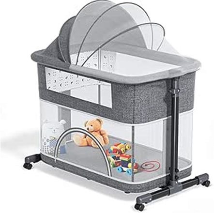 3-In-1 Baby Bassinet Bedside Crib Playard (Grey) Deal