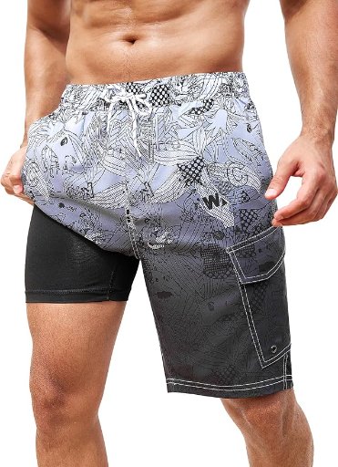 SILKWORLD Men’s Swim Trunks with Compression Liner 9" Deal