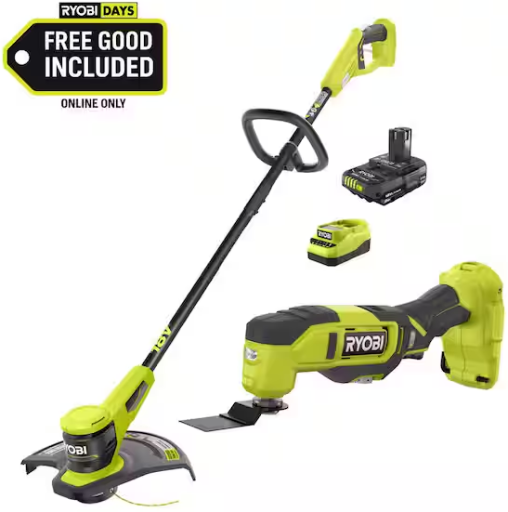 RYOBI ONE+ 18V 13 in. Cordless String Trimmer with 2.0 Ah Battery and Oscillating Multi-Tool Deal