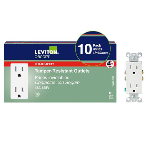 Leviton 15 Amp 125V Decora Duplex Tamper Resistant Outlets 10-Pack