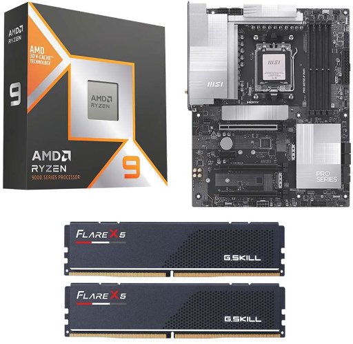 AMD Ryzen 9 9950X3D, MSI X870E-P Pro WiFi, G.Skill Flare X5 Series 32GB DDR5-6000 Kit Computer Build Bundle