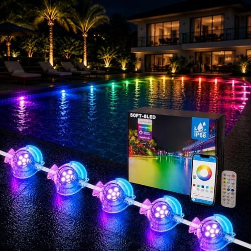 Soiarllt 148FT 32 LED RGB+IC Permanent Pool Lighting System Deal
