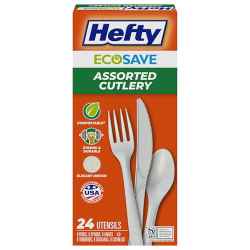 Hefty ECOSAVE Compostable Assorted Cutlery Set 24 Count