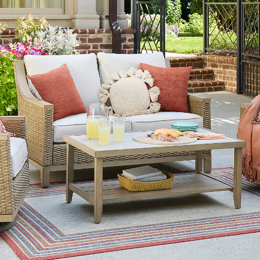 Allen + Roth Rosedale 2-Piece Wicker Patio Conversation Set with Off-white Cushions Deal