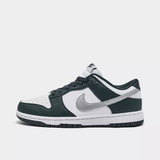Nike Women's Dunk Low Casual Sneakers Seaweed/Metallic Silver/White (Sizes 6-8 Only) Deal