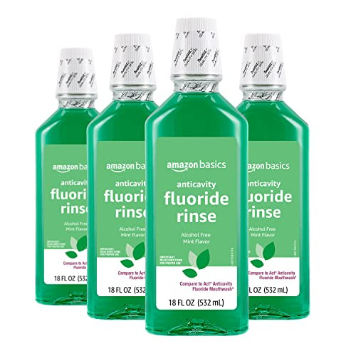 4-Pack 18-Ounce Amazon Basics Alcohol Free Fluoride Rinse (Mint)