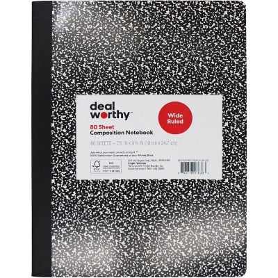 80-Sheet Dealworthy Composition Book (College or Wide Ruled) Deal
