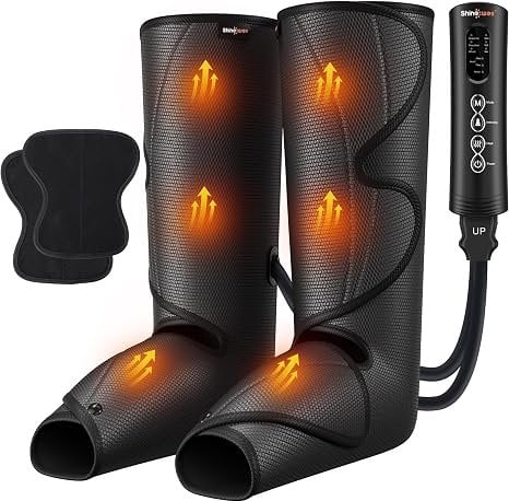 SHINE WELL Air Compression Leg Massager with Heat, 3 Modes, 3 Intensities