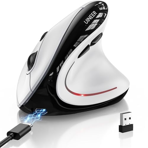 Uineer 3-Mode Wireless Ergonomic Vertical Mouse w/ Bluetooth (White)