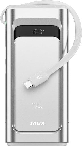 TALIX 10000mAh 100W Portable Charger Power Bank with Built-In USB-C Cable Deal
