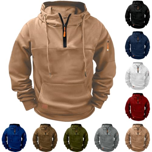 Quarter Zip Up Cargo Pullover Hoodies Deal