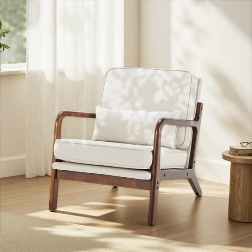 EDX Mid Century Modern Accent Chair Beige/Gray