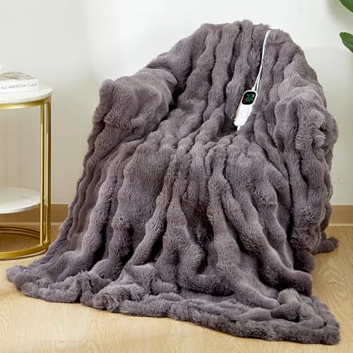 Fotgear Heated Blanket Electric Throw with 6 Time Settings and 8 Heating Levels