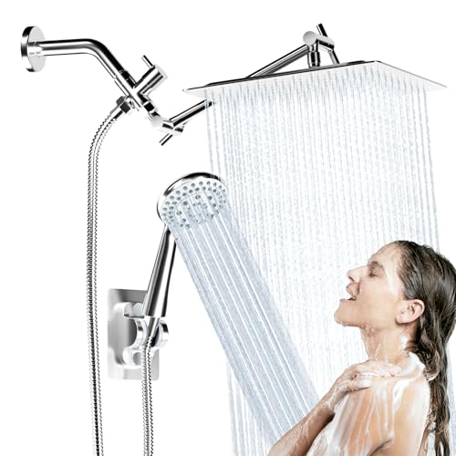 8" High Pressure Rain Shower Head Combo with Adjustable Extension Arm Deal