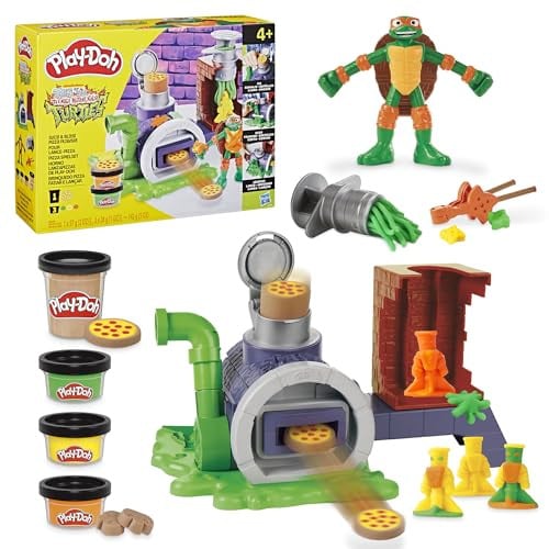 Play-Doh Teenage Mutant Ninja Turtles Slice & Blast Pizza Playset with Bendy 4 Inch Mikey Action Figure