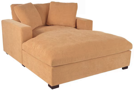 Modern Yellow Polyester Fabric Upholstery Square Arm Chaise Lounge with Birch Wood Legs