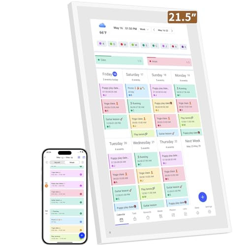 Smart Digital Calendar: 21.5-Inch Electronic Wall Calendars & Chore Chart