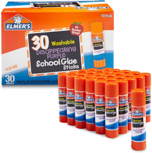 Elmer’s Disappearing Purple School Glue Sticks, Washable, 7 Gram, 30 Count Deal
