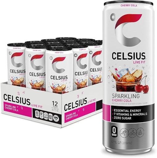 CELSIUS Sparkling Cherry Cola, Sugar Free Energy Drink, 12 Fl Oz (Pack of 12)